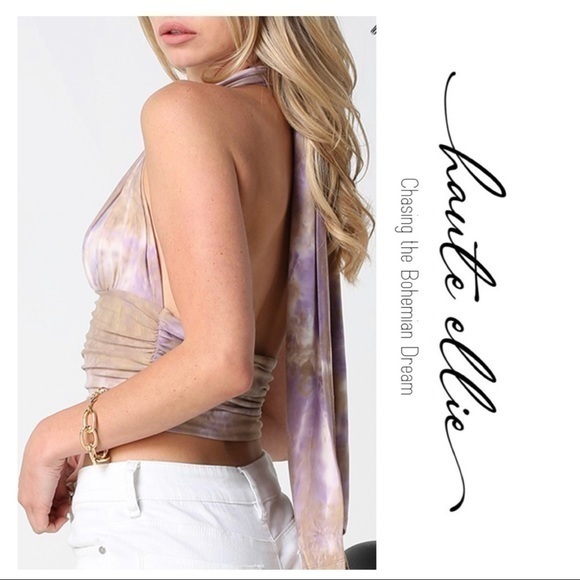 RETRO CHIC- Tie Dye Halter Top - Picture 4 of 6